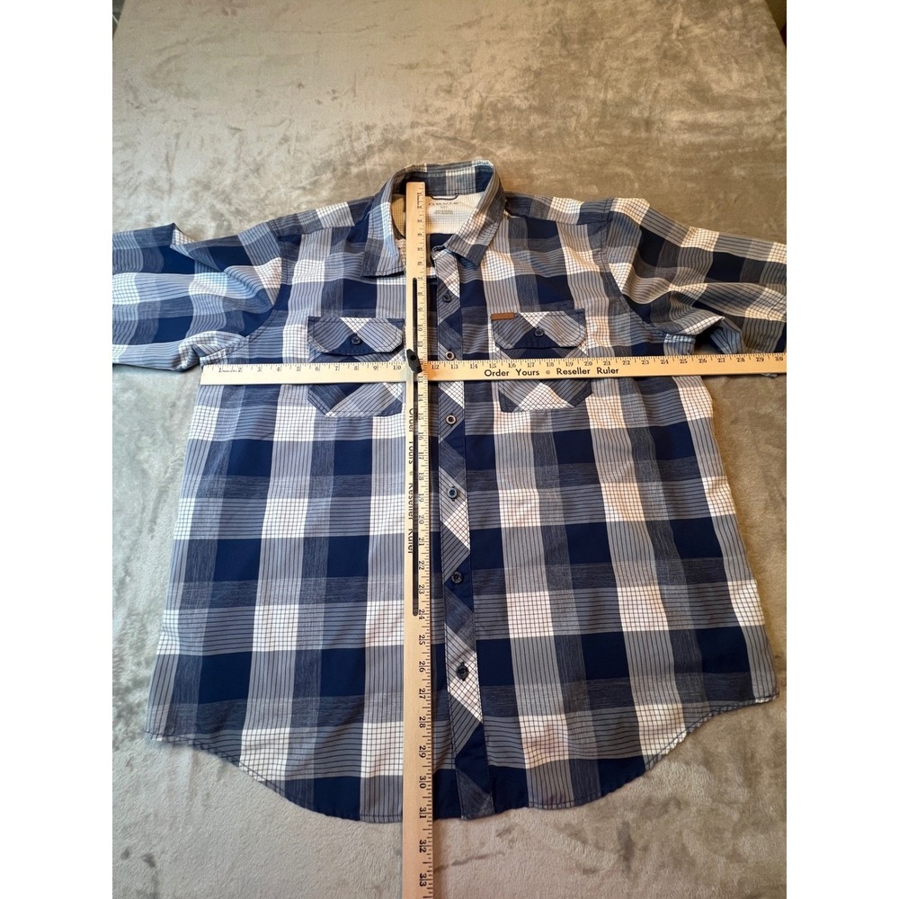 Orvis Shirt Mens XXL Blue Orange Short Sleeve Plaid Button Down - Picture 2 of 6